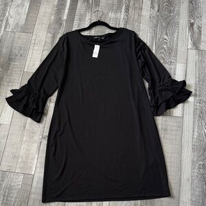 WHITE HOUSE BLACK MARKET Tiered Sleeve Black Dress